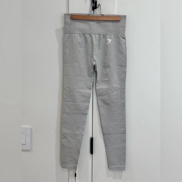 Gymshark Vital Seamless Leggings High Waisted Light Gray Marl Size Small Sporty - Picture 2 of 9